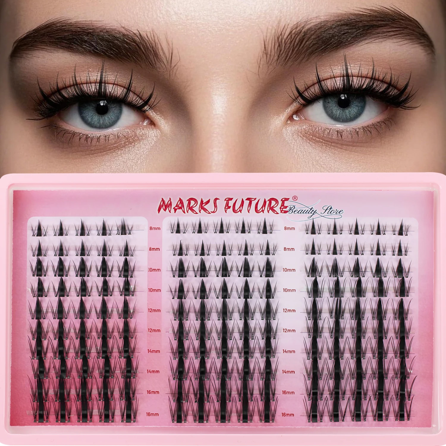 Eyelash Extension For Big Eyes - 150本入りDIYナチュラル厚めクラスターフェイクまつげ、8-16mmキャットアイマンガラッシュCカール、初心者向け、家庭用、プロム、日常パーティー、まつげエクステ、マンガビッグアイに最適