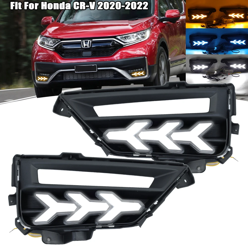 DRL Daytime Running Light for Honda CRV 2020 -2022 Headlight Fog Lights Cover Turn Signal Lamps Waterproof Car Accessories