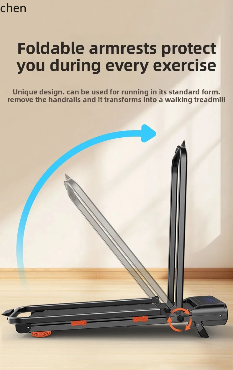 팔걸이가 있는 소형 접이식 업그레이드 워킹 머신, 체지방 감소 운동용 트레드밀