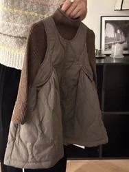 2023 inverno nuova ragazza cotone Clip gilet vestito Meidela coreano bambini griglia diamante moda vestito gilet