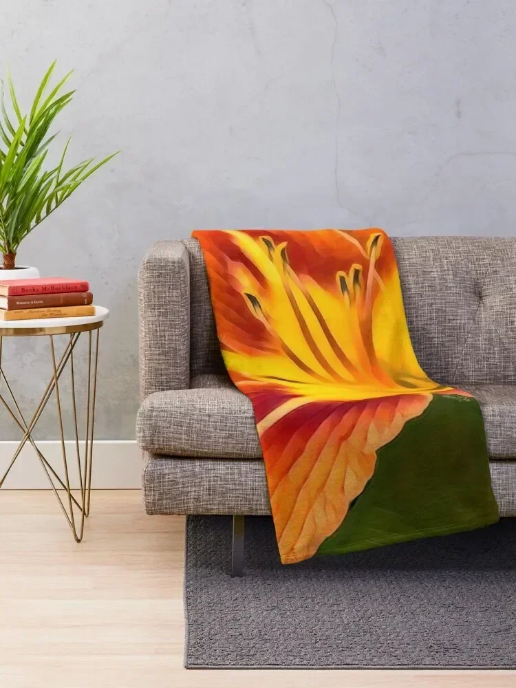 Tiger Lilly, Floral Impression with Bright Rich Hues Throw Blanket Large Plush Thins Blankets