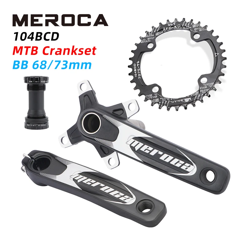 

MEROCA Bicycle Crank Chainwheel 104BCD MTB Bike Crankset 32/34/36/38/40/42T Sprocket 170mm Crank with Bottom Bracket Crankset