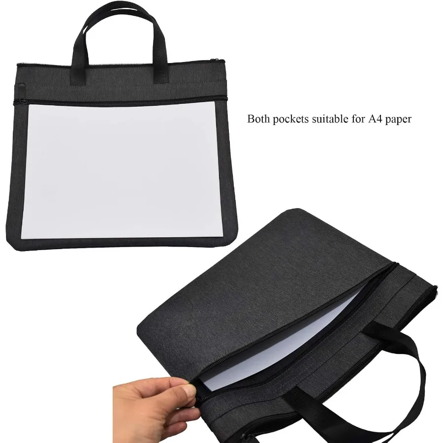 Waterproof Zipper Document Bag Handle ng Office Organizer Briefcase Black