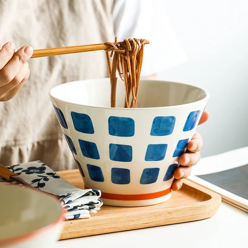 Cuenco de sopa de cerámica japonesa LingAo, hogar, restaurante, cuenco de ramen, ensaladera