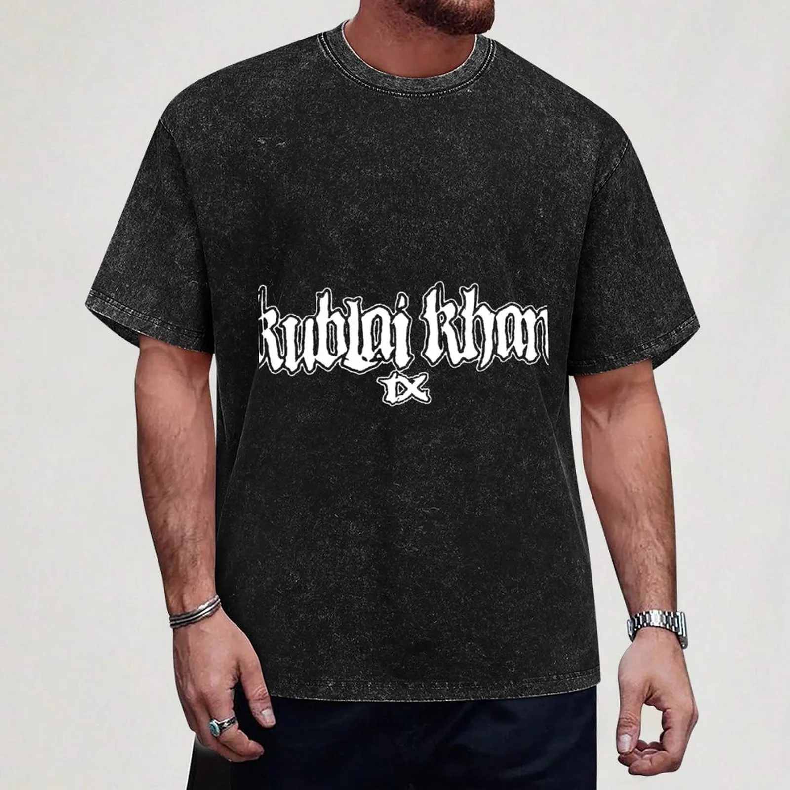 تي شيرت Kublai Khan TX للأولاد برسومات بيضاء تي شيرت رجالي على الموضة