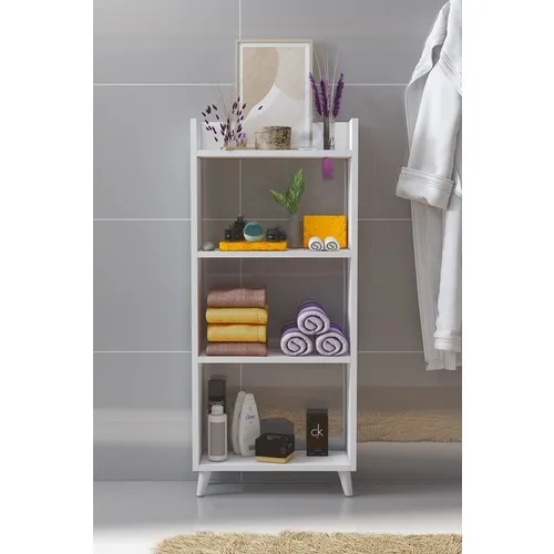 Bayz Bathroom Cabinet 4 Floor Standing With Shelf-White Decorative Product towel Regulator Rack Organizer 54x20x127 cm