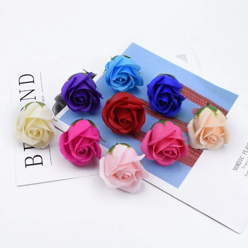 5 Pieces Soap Flower Home Decoration Accessories Scrapbooking Garland Candy Box Brooch Diy Wedding Holiday Party Artificial Rose