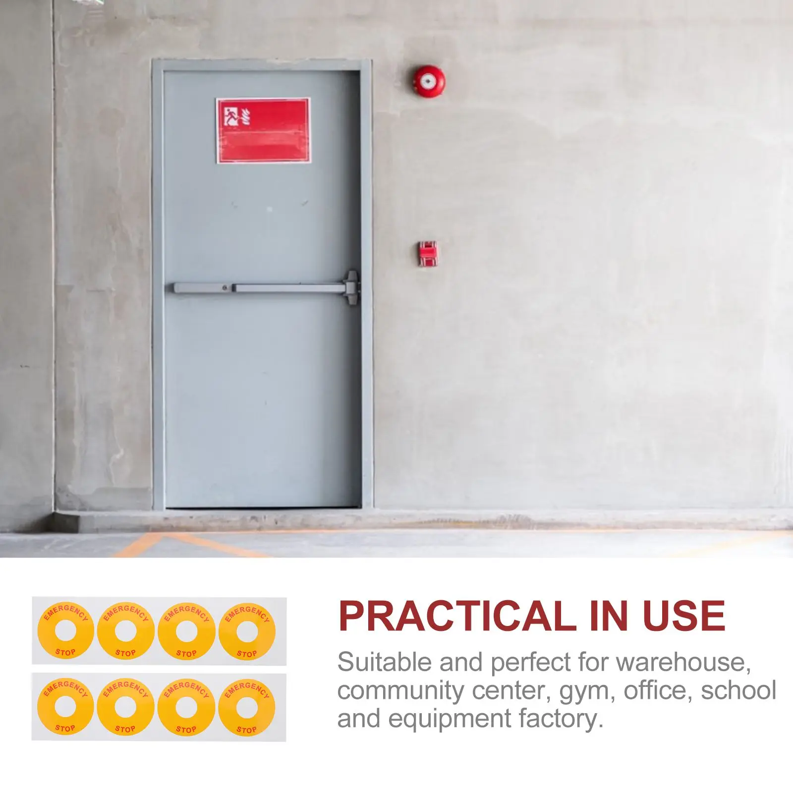 8 Pcs Electrical Equipment Warning Label Caution Stop Sign Sticker Industrial Safety Decal Adhesive Emergency Stop Equipment