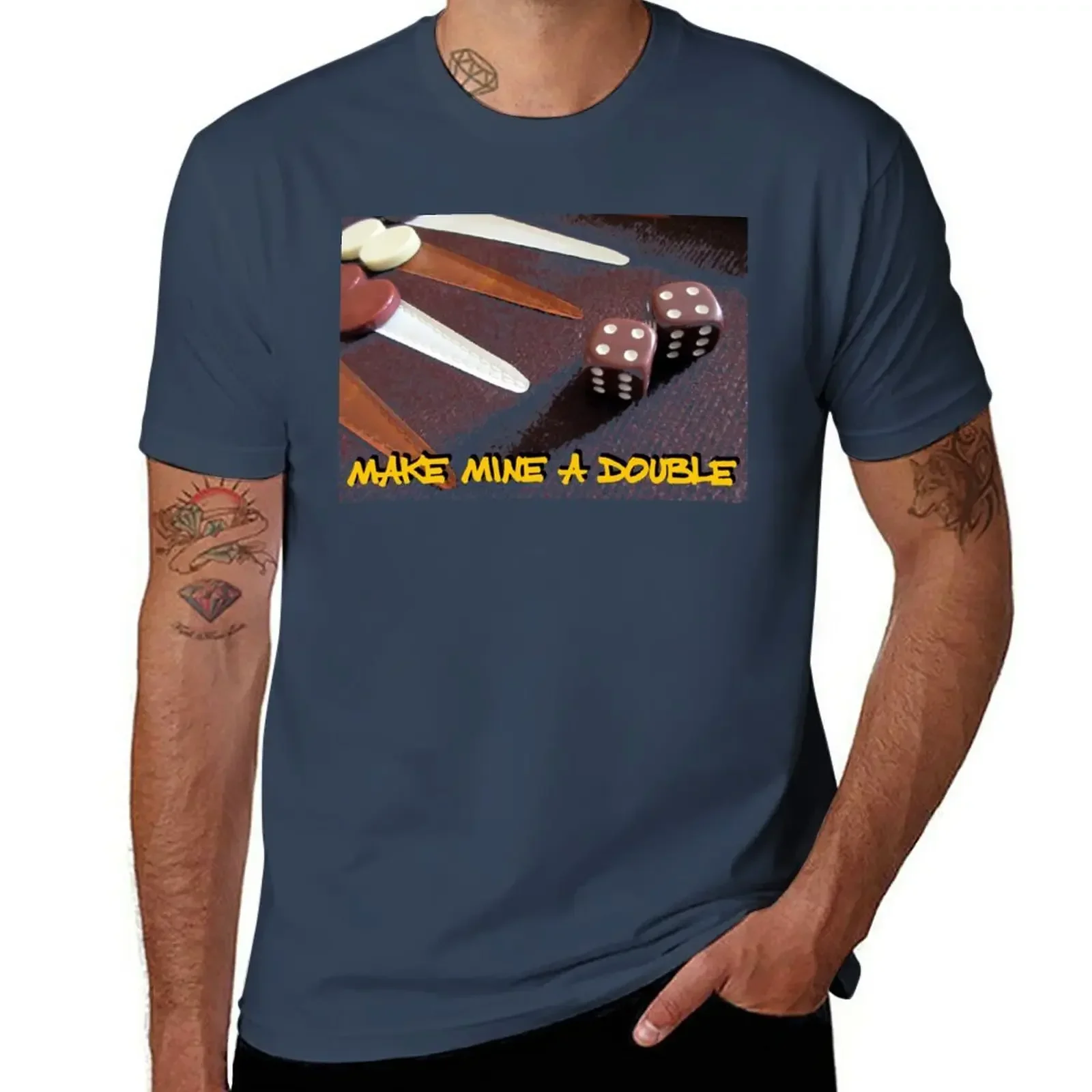 Make mine a double - backgammon T-Shirt summer tops aesthetic clothes t shirts for men