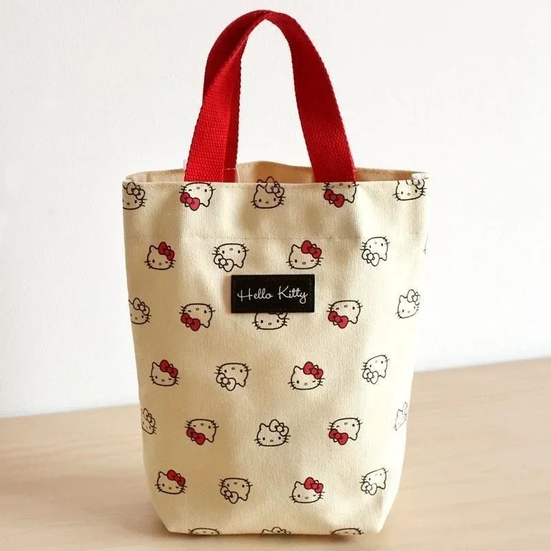 Sanrio Fashion Canvas Angel Cat Storage Bag Portable Cartoon Japanese Vintage Bucket Storage Bag Shopping Bag Birthday Gift