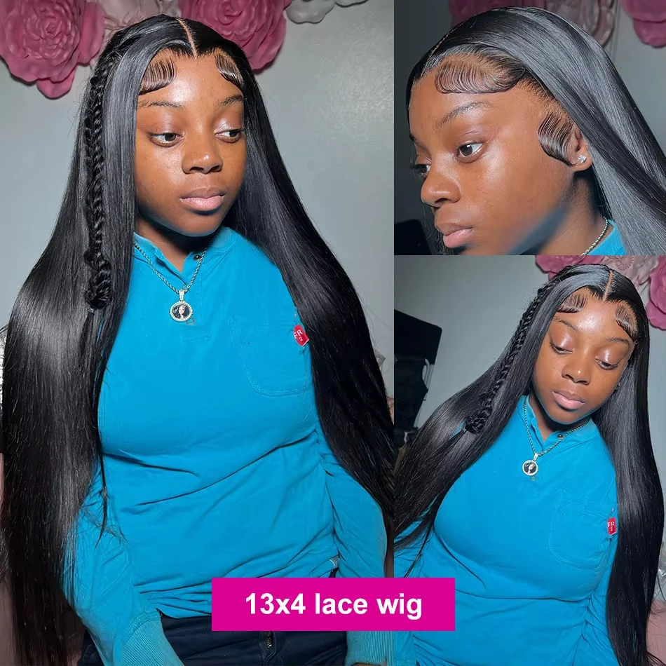 40 46 Inch Bone Straight Human Hair Wigs 13x6 200 Density Straight Hd Transparent Lace Front Wig 13X4 Human Hair For Women image 3