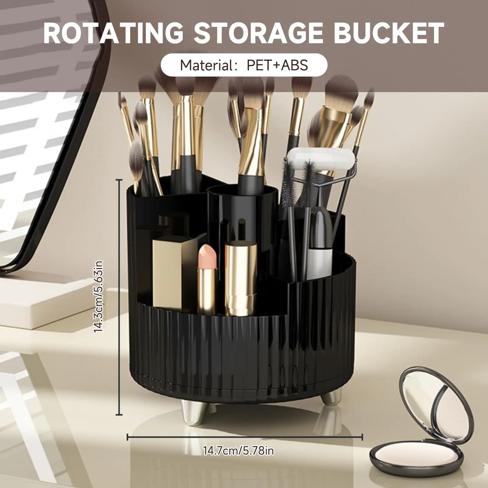 New 360 Rotating Makeup Organizer,Large Capacity Cosmetic Display Case Desktop Storage Box For Makeup Brushes Eyeliner Skincare