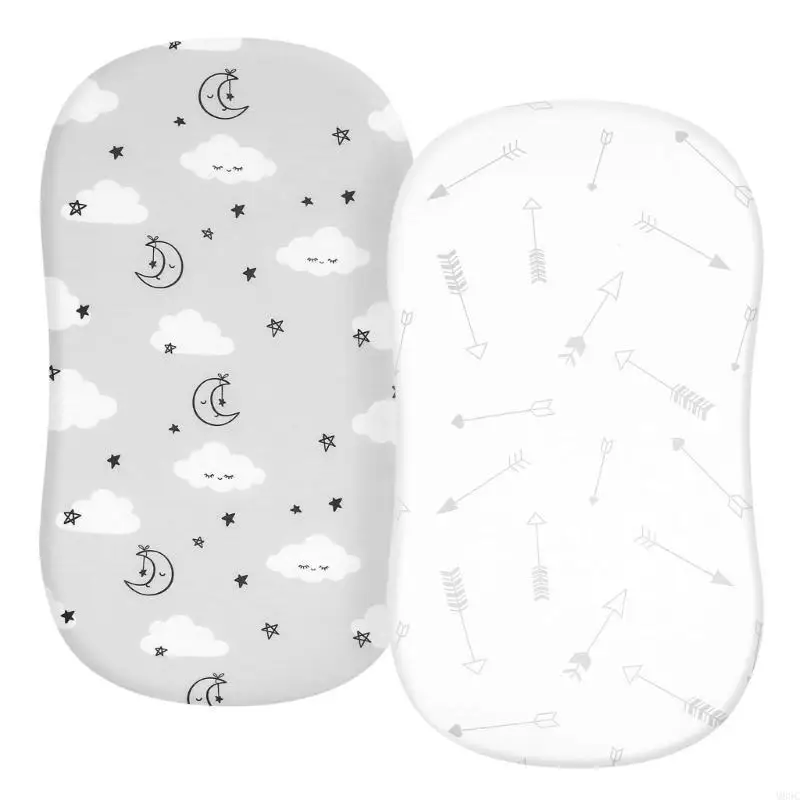 M89C 2Pcs Universal Bassinet Sheet Fitted Sheets for Cradles, Baby Basket Pad Diaper Changing Mat Cover Crib Bed Protectors