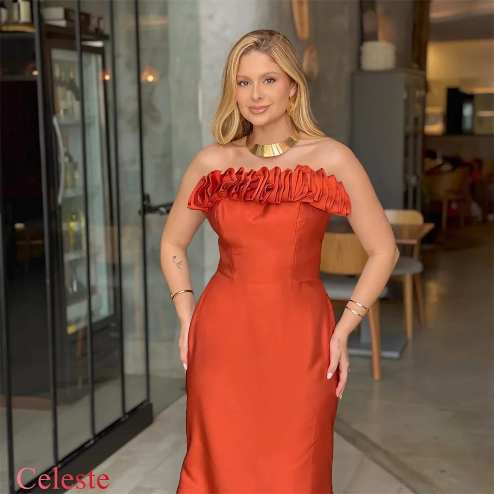 فستان سهرة بسيط من الساتان بتصميم حورية البحر مخصص أنيق بدون حمالات بدون أكمام لحفلات العودة للوطن، فساتين مناسبة خاصة #5