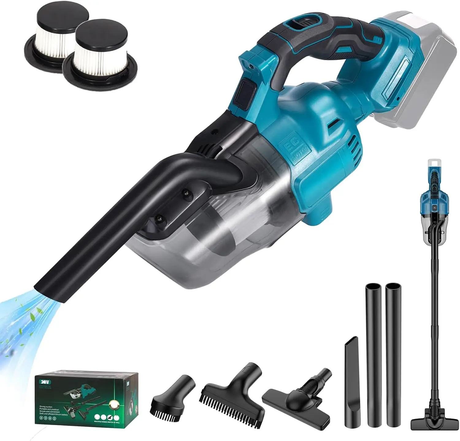 16000PA Cordless Handheld Wet Dry Vacuum Cleaner Portable Home Car Carpet Dust Cleaning Tool Compatible with Makita 18V Battery