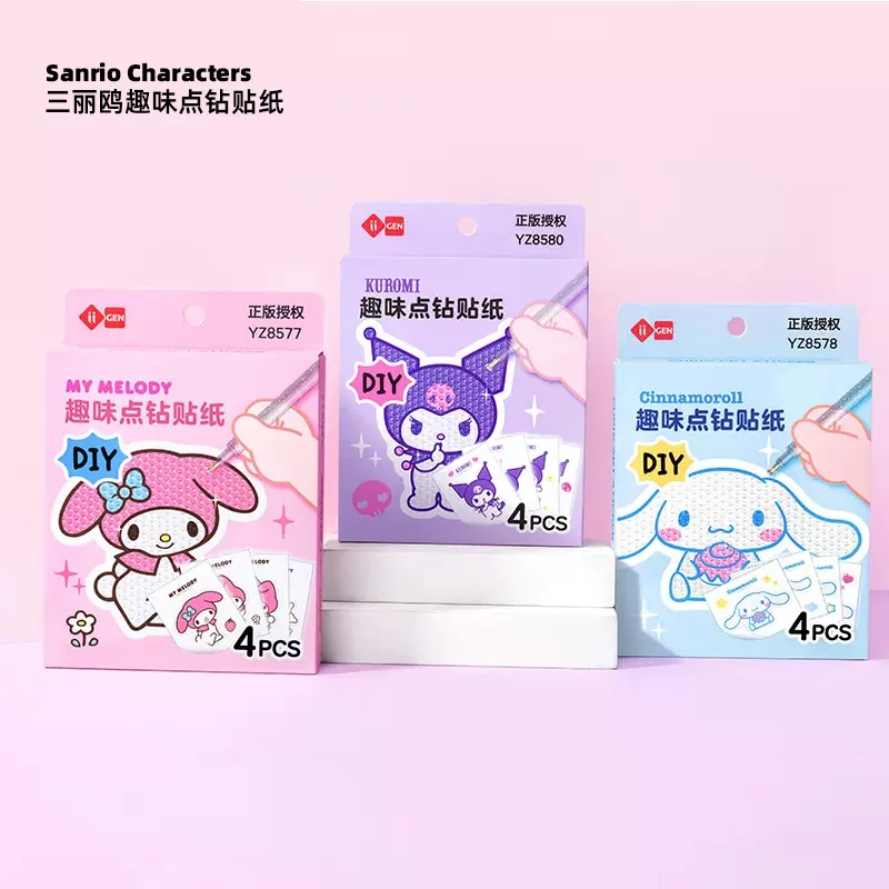 Sanrio Cinnamoroll Kuromi Cute Cartoon DIY Creative Fun Handmade Color Diamond Sticker Pack