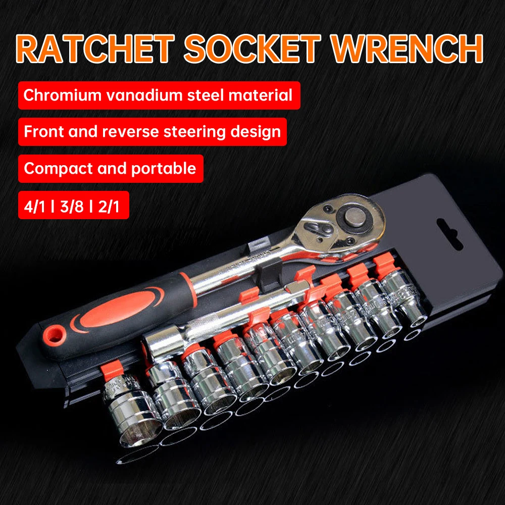 

12 Pieces Ratchet Socket Wrench Multifunctional External Hexagonal Wrench Long Sleeve Dafei Auto Repair Hardware Tool Set