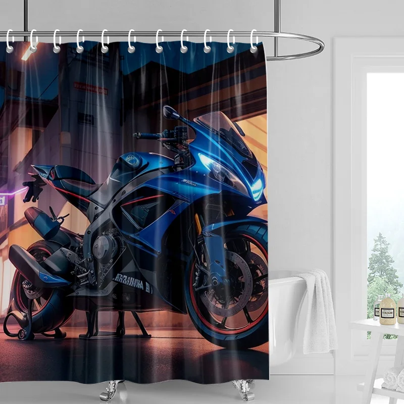 Car Cartoon Shower Curtain Waterproof Bathroom Curtain Bathroom Partition Curtain Universal Home Decor Ins Style