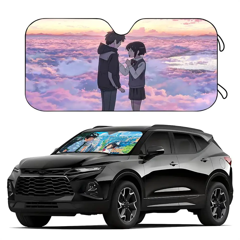 Anime Y-your N-name Stylish And Trendy Windshield Sunshade, Car Windshield Cover, Car Sunshade Curtain, Car Sun Protection Cover view 4