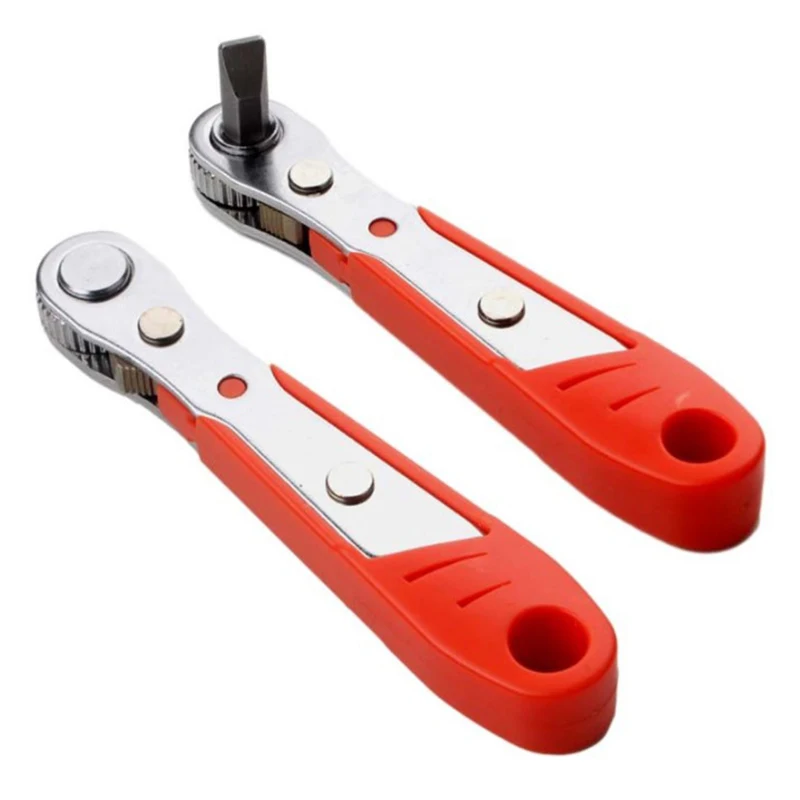 Two-Way Right Angle Phillips Screwdriver Flat Blade Screwdriver Tool 1/4 Inch Hex Shank Wrench Ratcheting Magnetic Bit Holder