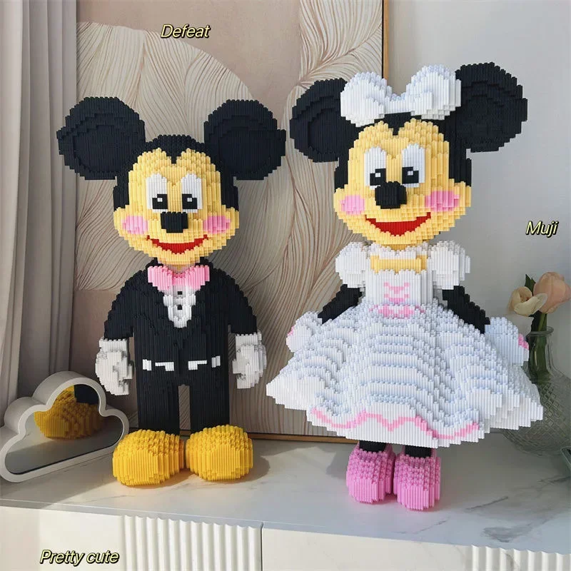 Blocos de construção gigantes do Mickey Mouse Minnie Mouse, modelo de casamento, montagem de alta dificuldade, blocos de construção para adultos, presente de aniversário