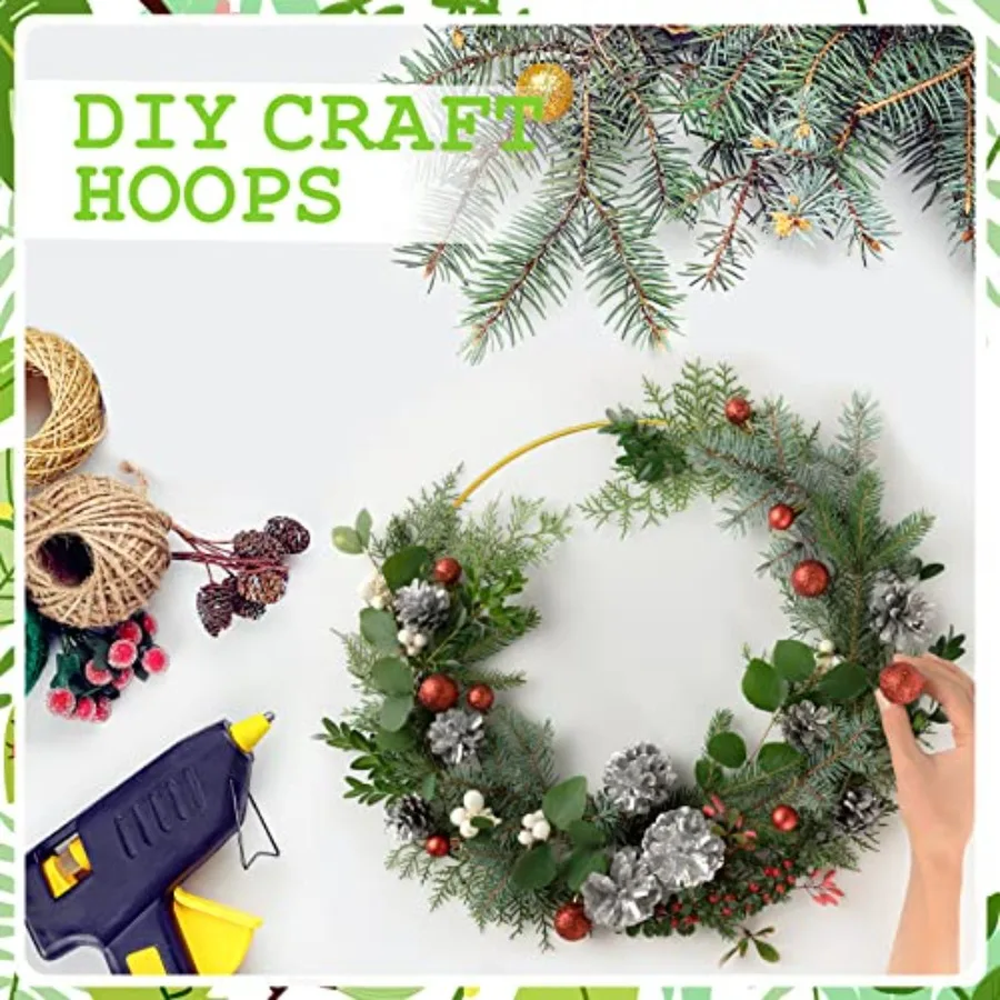 10インチのマクラメメタルフープ、木製ホルダー付き5個パック、DIYクラフトリングセット、マクラメウォールハンギング、ウェディングセンターピース、フラワーアレンジメント用