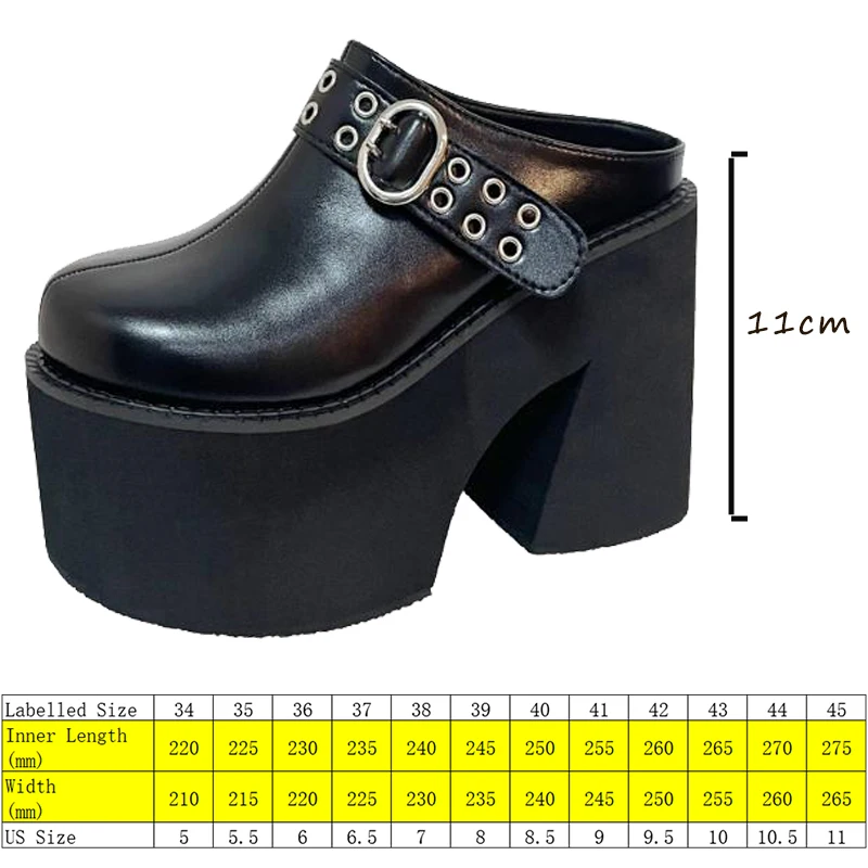 Fujin 11cm PU Leather Flats Women Fashion High Heel Pumps Platform Wedge Summer Round Toe Ladies Sandals Big Toe Slippers Shoes