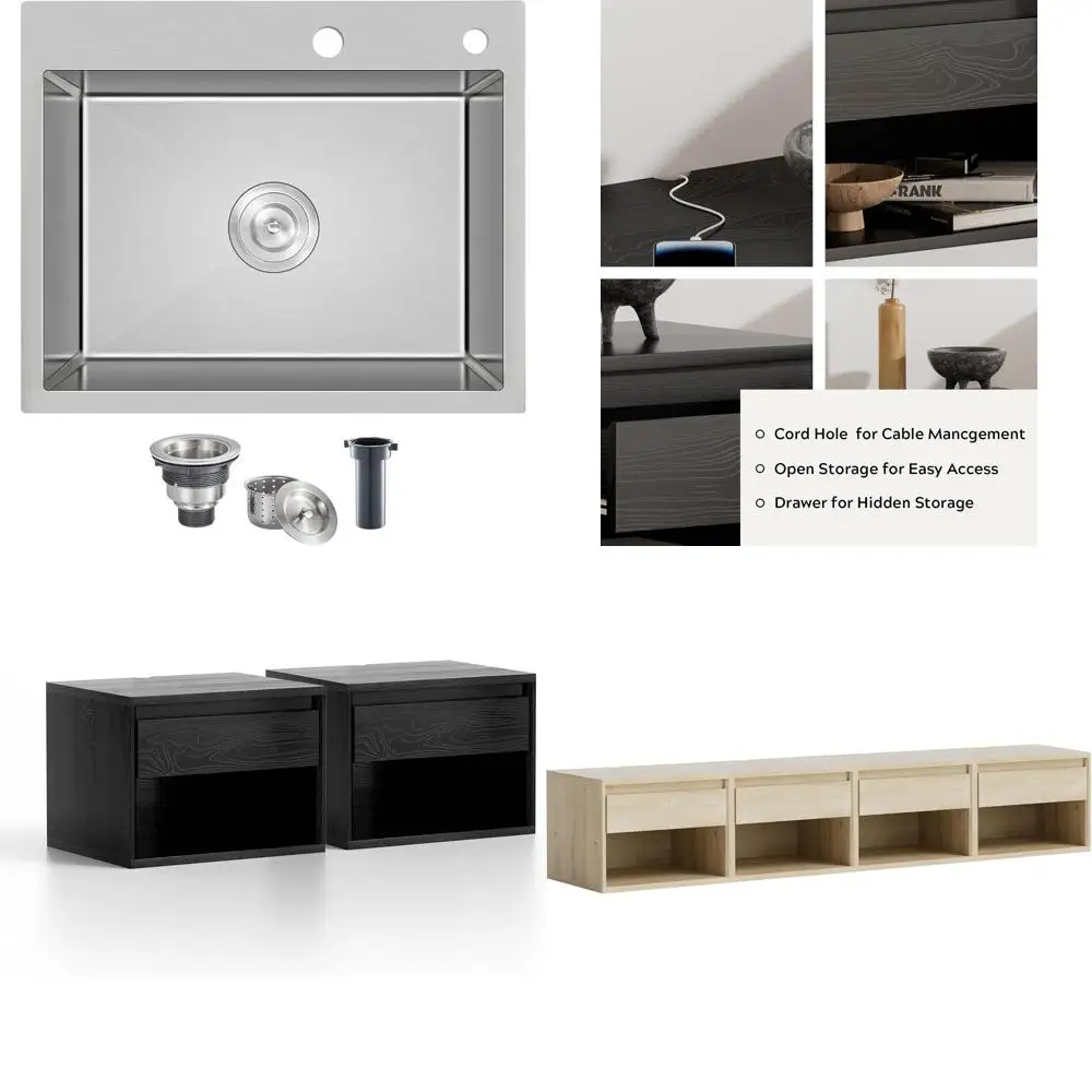 

22-inch Single Bowl Stainless Steel Kitchen Sink - Topmount Prep Sink with Brushed Finish for Bar and Workstation