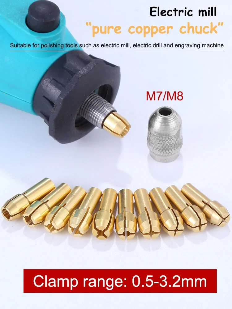 Zestaw bitów 0.5-3.2mm Mini wiertarka mosiężna tuleja zaciskowa średnica chwytu 4.2/4.3/4.8mm do narzędzi obrotowych Dremel M7/M8*0.75mm zestaw akcesoriów do nakrętek — zdjęcie 2