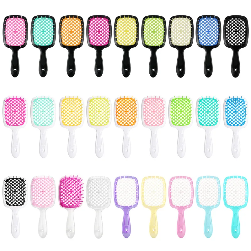 

3Pcs/Lot Candy Color Massage Smooth Hair Comb Not Knotted Honey Grid Big Board Dry And Wet Dual Use Styling Tools HA2124