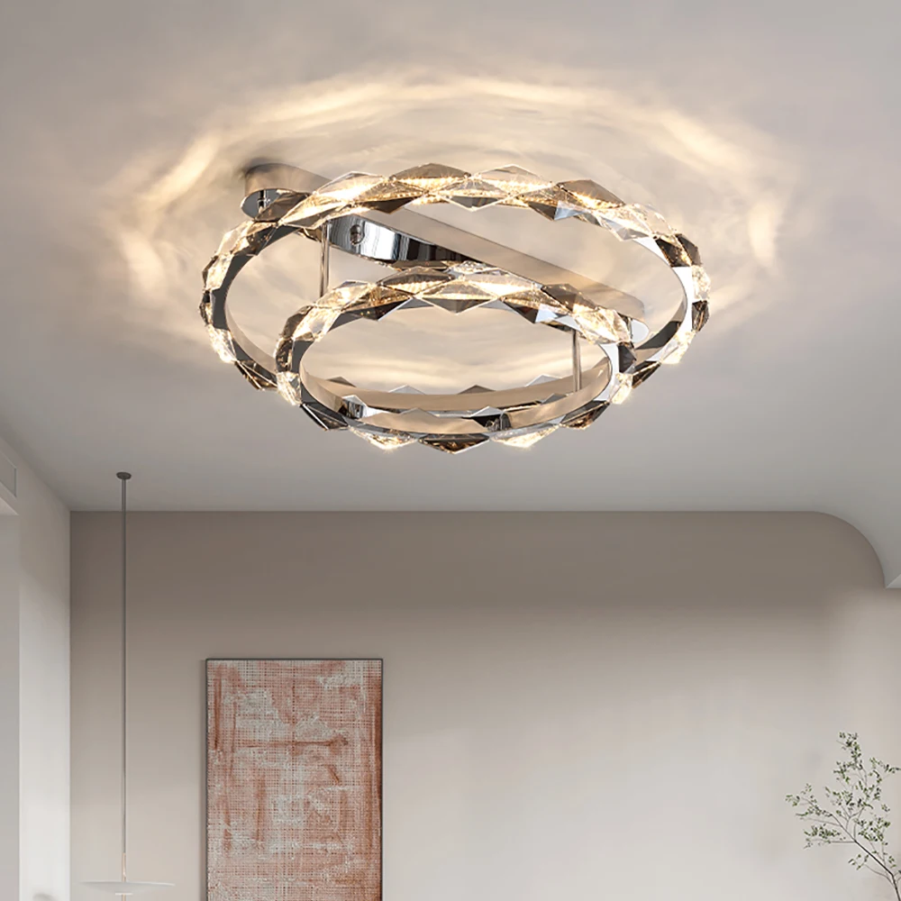 الحديثة الفاخرة كريستال ضوء السقف داخلي LED كروم الثريا ديكور بريق مصباح السقف لغرفة النوم صالون المطبخ الطعام بار