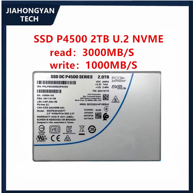 

Original For Intel P4500 2T U.2 nvme Enterprise SSD server SSD P4500