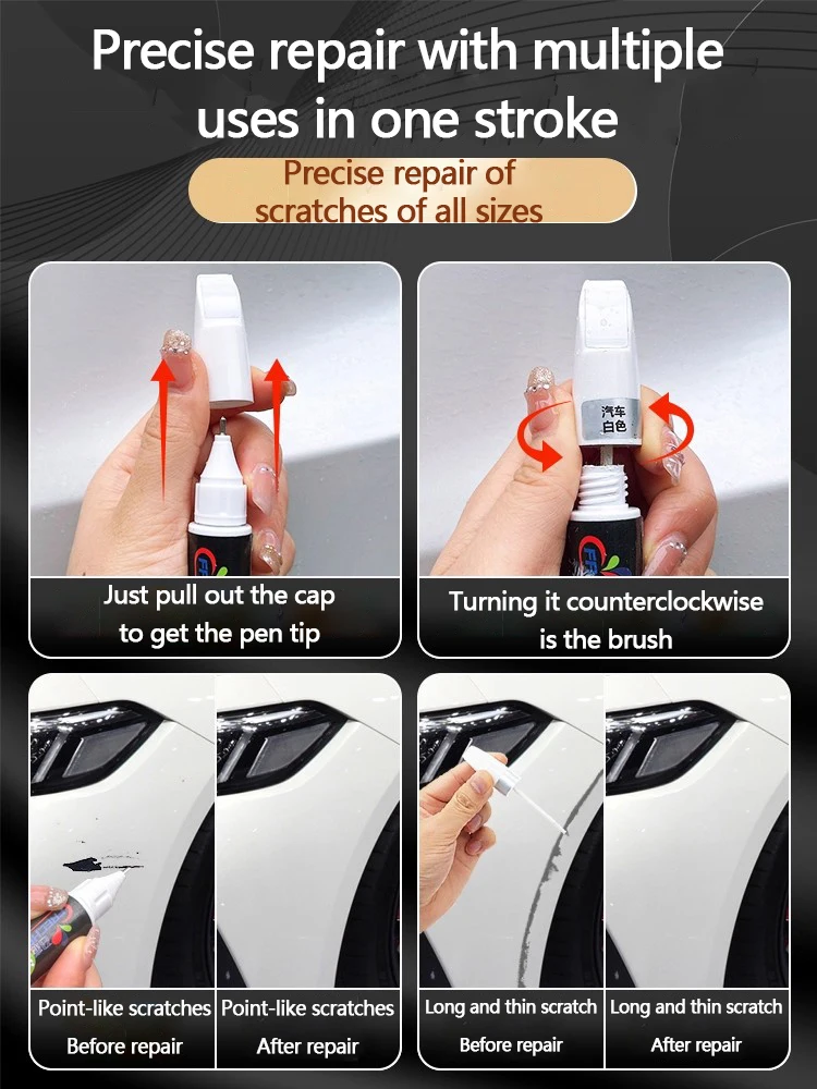 Car-specific touch-up pen, pearl white, car paint, black touch-up, scratch repair, paint repair, dot paint pen