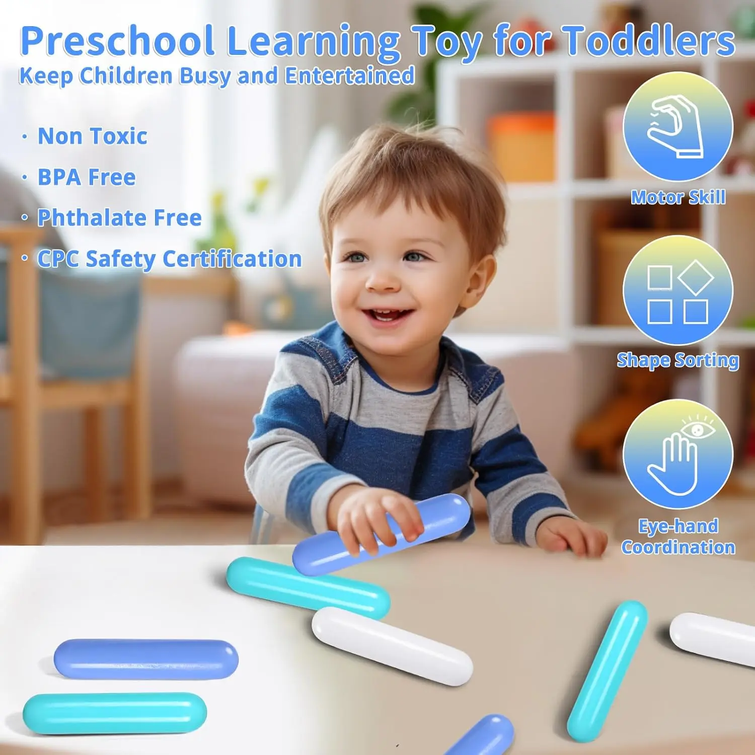 Ball Pit Balls for Toddlers - Pack of 50 Ball Pit Balls 5.12inches Long Shapes Crush Proof Plastic Balls for Toddlers Ball Pits