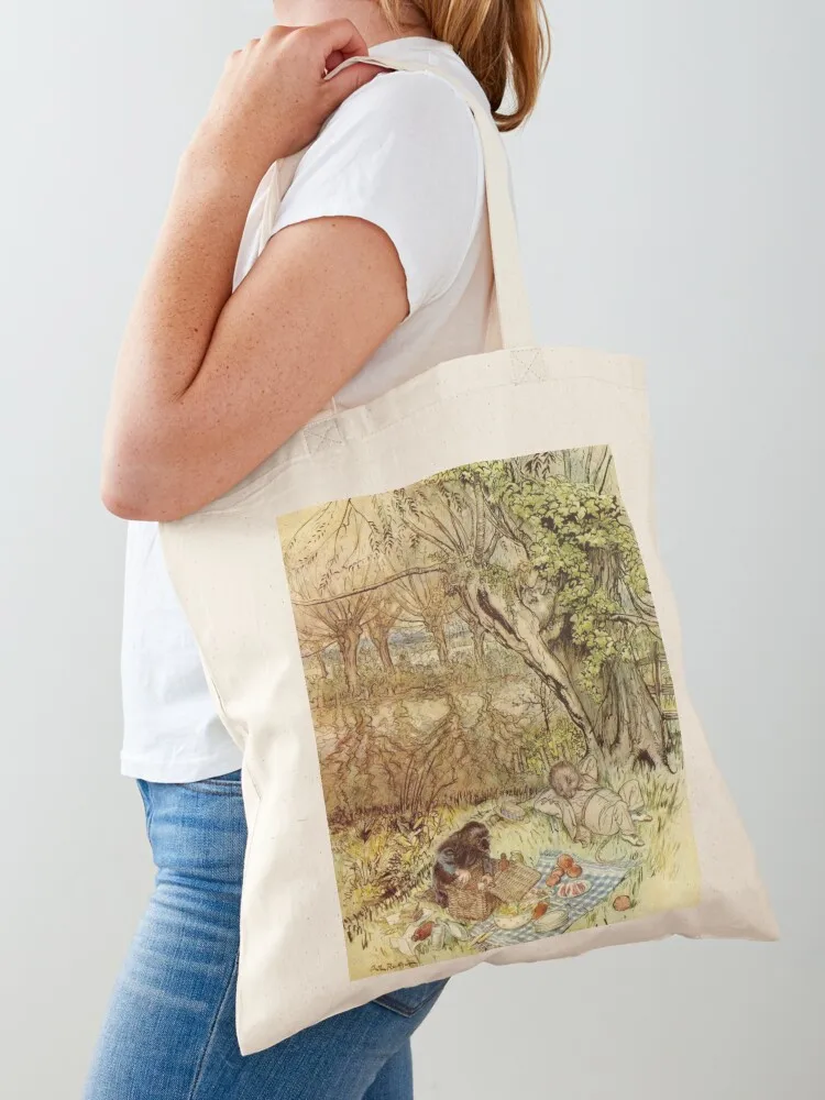 

Rat and Mole Have a Picnic - The Wind in the Willows - Arthur Rackham Tote Bag hand bag ladies Canvas bags luxury women