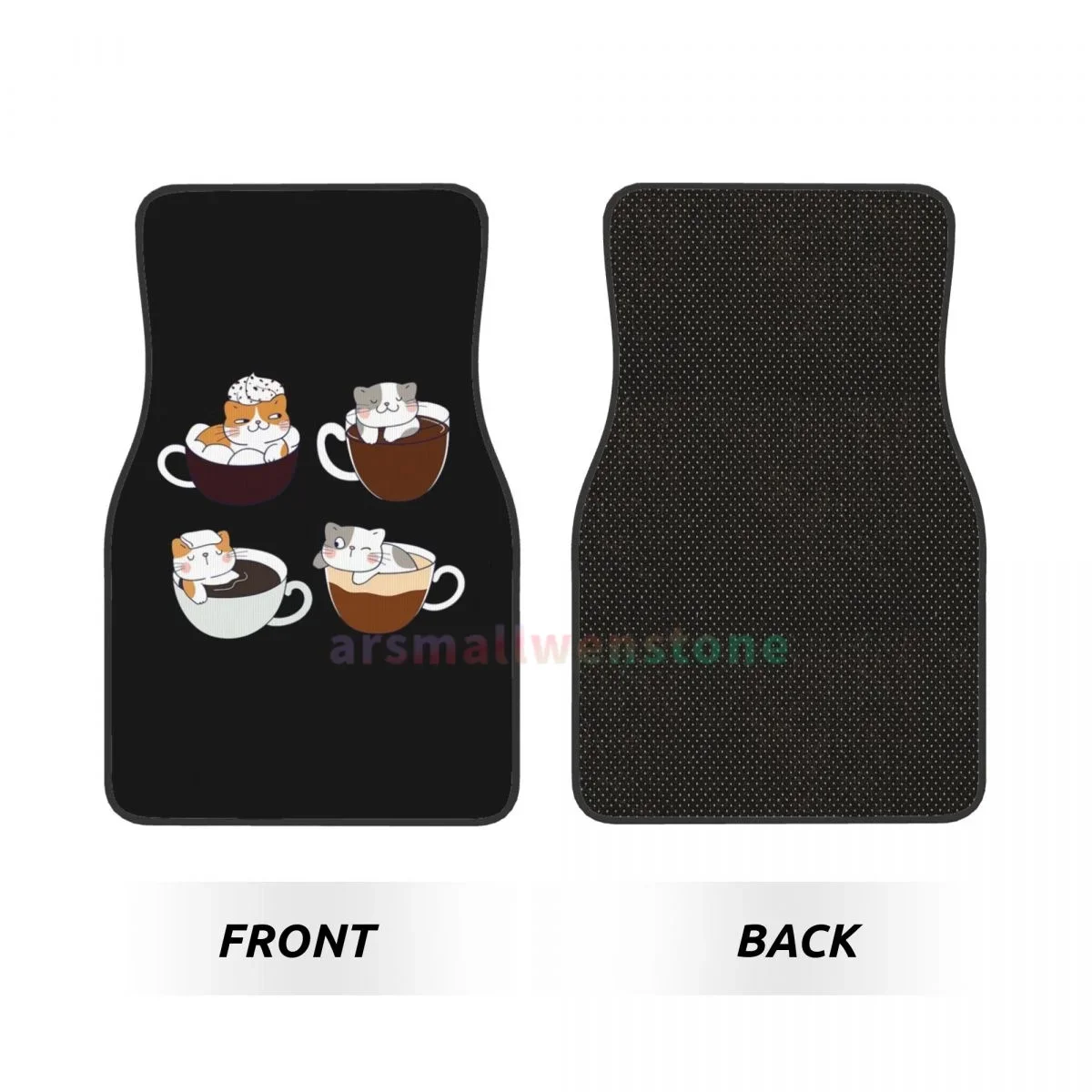 

Cat Coffee 4PCS Crystal Velvet Women's Car Floor Mat, Anti Fouling Car Floor Mat Car Interior Accessories