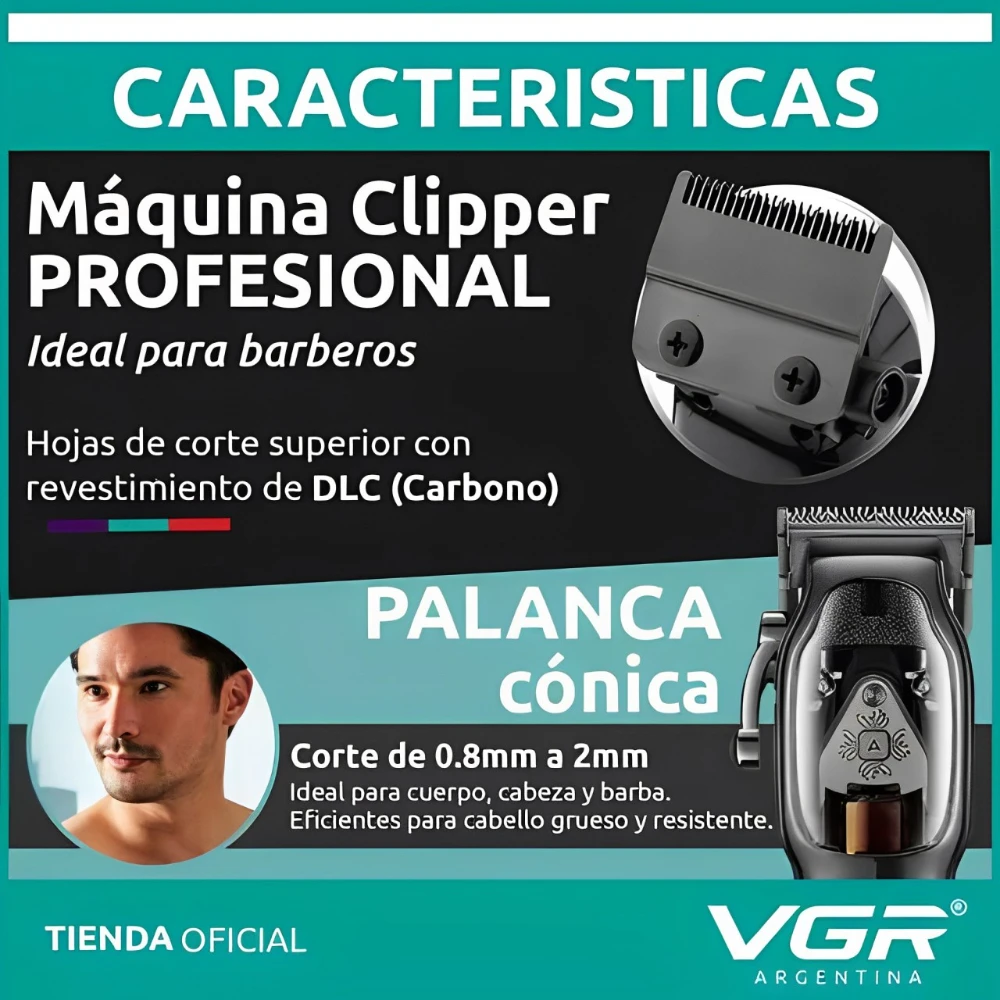 VGR maquina de cortar cabello maquina cortar cabelo profissional Aparador de Pelos Profissional Máquina de Corte de Pelos Ajustável Máquina de Corte Barbeiro Sem Fio 9000 RPM Máquina de Corte Aparador para Homens V-653