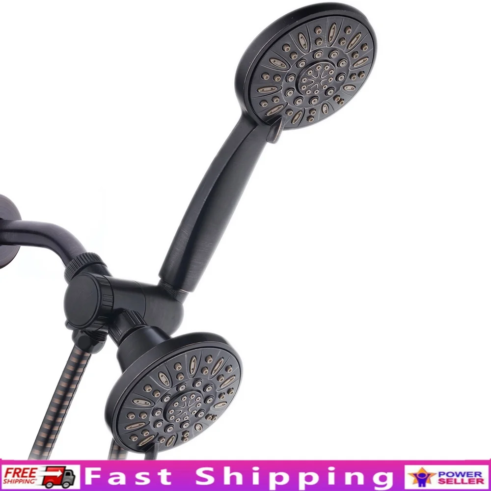 

Двойная душевая насадка высокого давления, комбинированная, 48 режимов потока, 3-сторонний переключатель воды, натертая маслом бронза, простая установка с режимом паузы