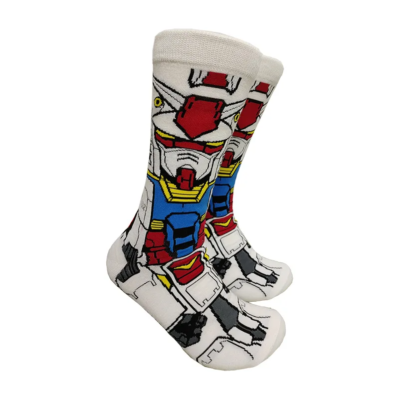 GUNDAM RX-78-2 Anime Socks Cartoon Men Boy Casual Hip Hop Street Skateboard Happy Socks Breathable Cotton Long Socks Wholesale