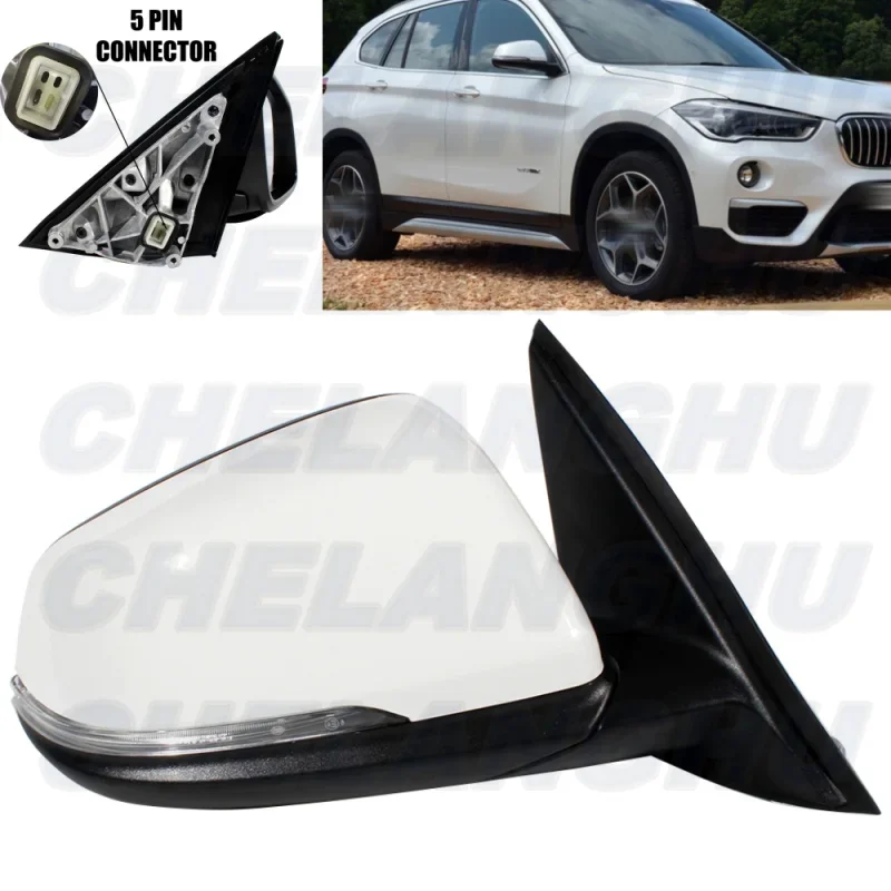 

For BMW X1 F48 2016 2017 2018 2019 2020 2021 LHD Right Side 5Pin White Painted Power Adjust Memory Power Fold Mirror Assembly