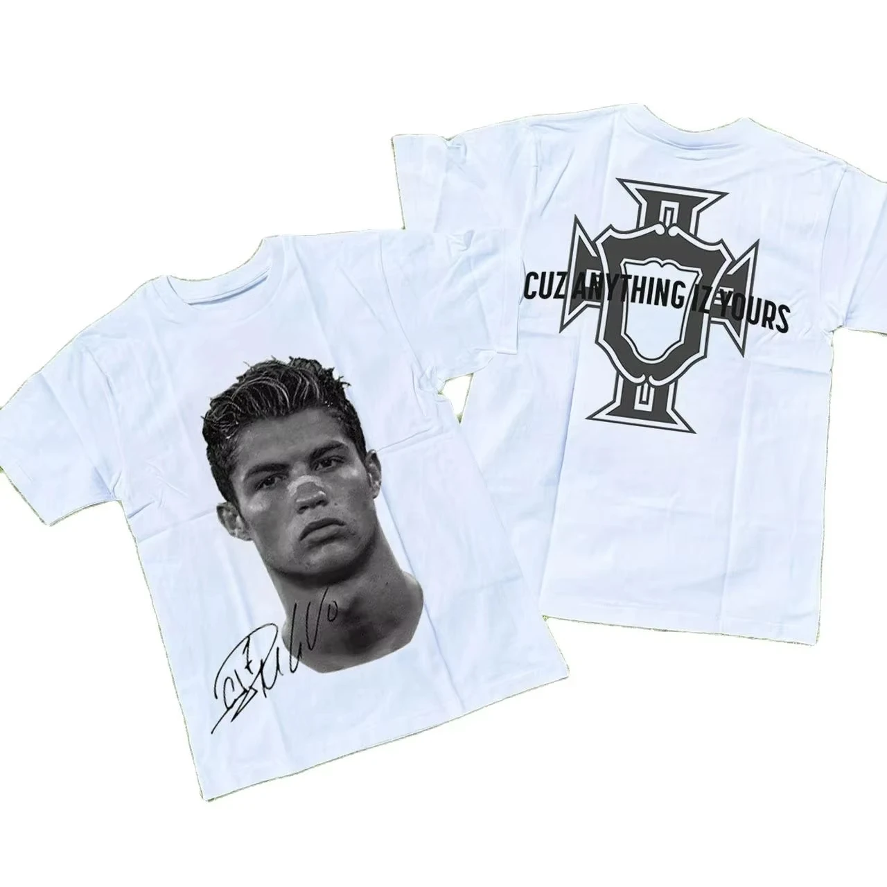 2025 كريستيانو رونالدو نيمار ليونيل ميسي نجم كرة القدم صورة طباعة تي شيرت الرجال النساء القطن فضفاض عادية قصيرة الأكمام #2