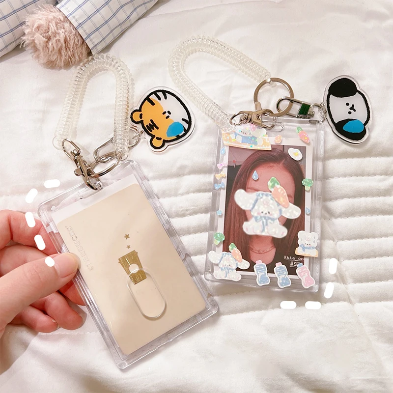 حامل صور أكريليك شفاف ، ألبوم K-pop ، بطاقة حافلة Kawaii ، حامل الهوية ، قلادة ، سلسلة مفاتيح كرتونية ، هدايا ، 4"