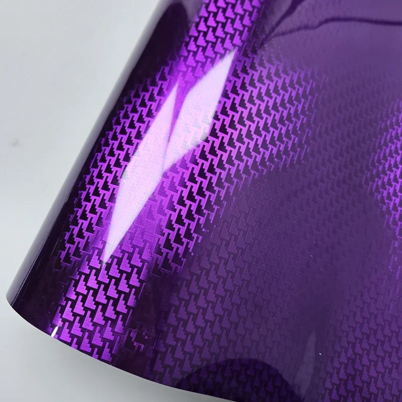 Air Bubble Purple Aircraft Pattern Plated Carbon Fiber Bon Film Car Wrap Vinyl Sticker for Car Tuning Stickers Adhesive Decal