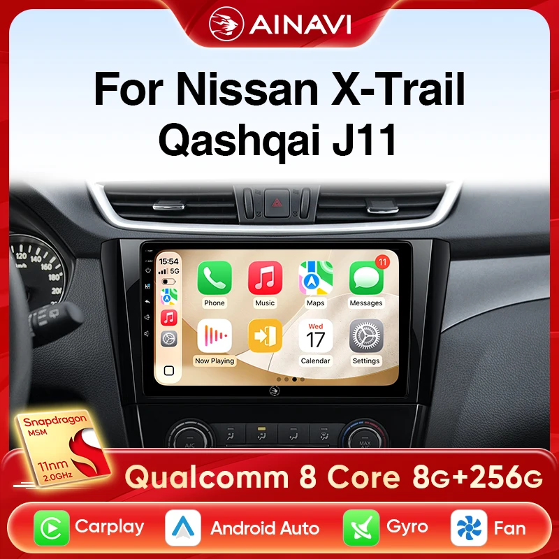 Ainavi Car Radio For Nissan Qashqai J11 X-Trail T32 2014 - 2020 Wireless Carplay Android Auto Car Multimedia Player Stereo 2 Din