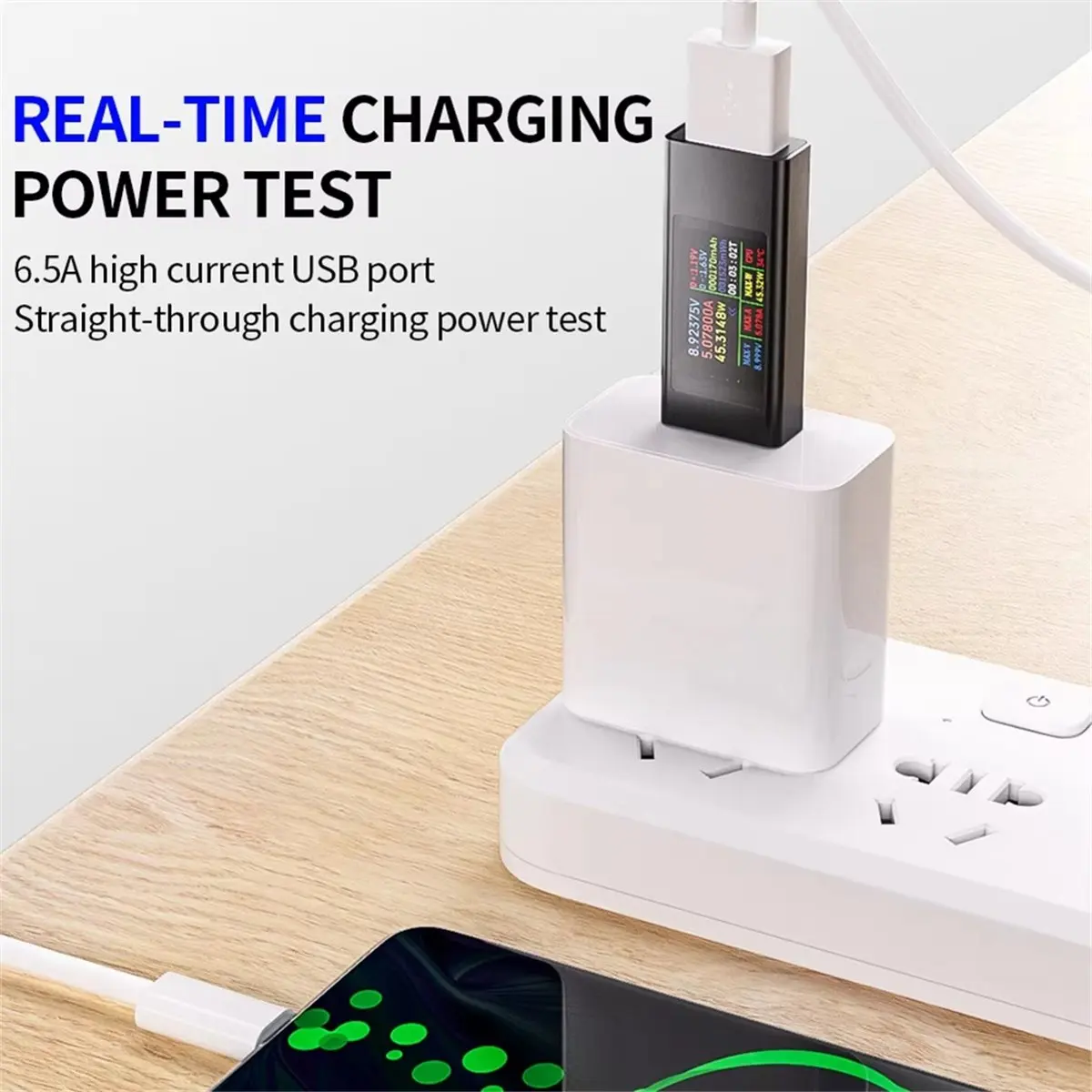 *ONE DAY 6-in-1 Multi-Function DC Voltage Ammeter Power Meter Digital Display Curve Measurement USB Cell Phone Charging Tester