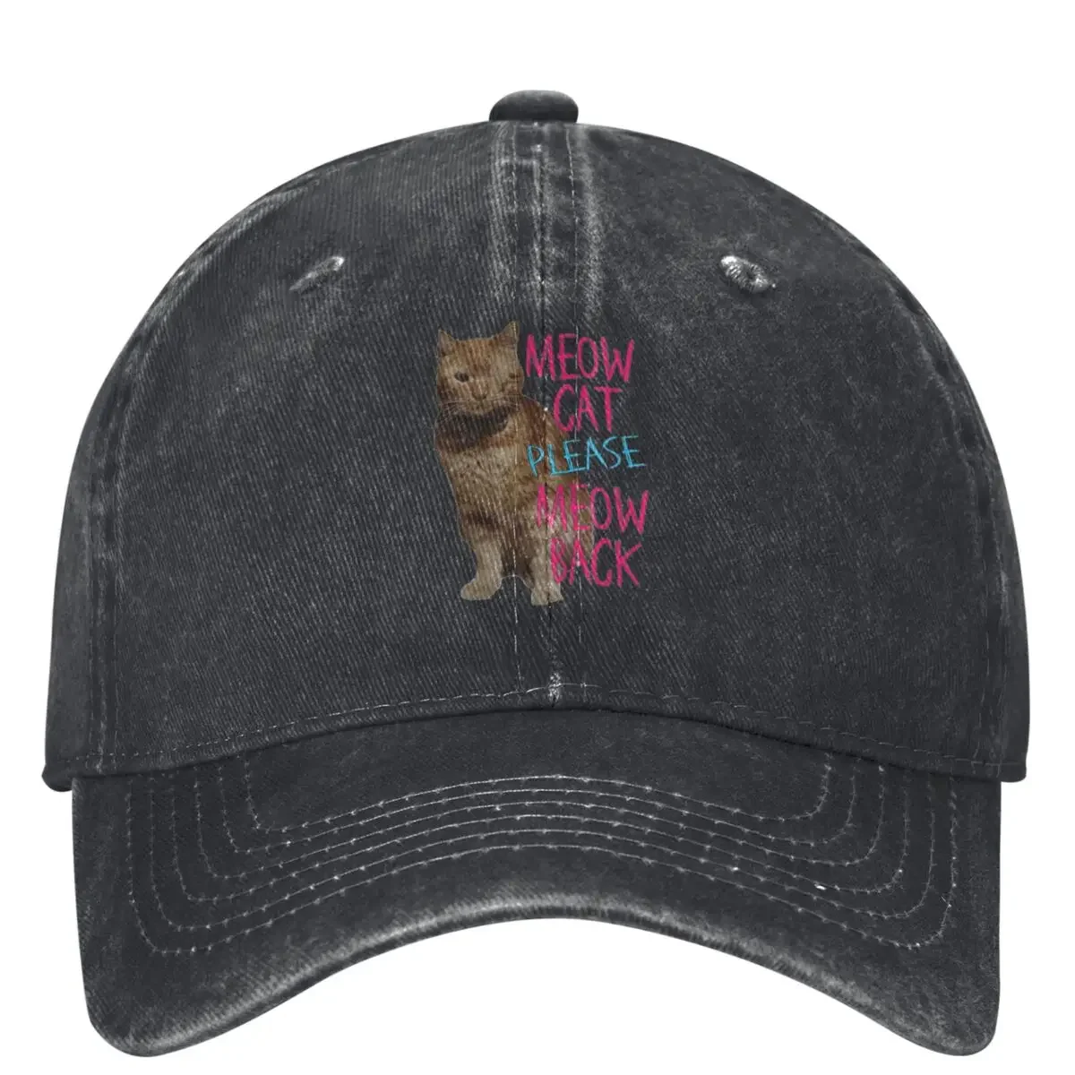 Eurovision 2024  Lasagna Denim Baseball Cap Meow Cat Please Meow Back Men Logo Trucker Hat Casual Kpop Rock Baseball Caps