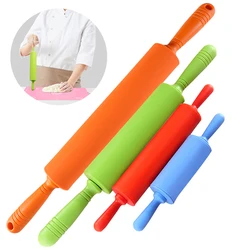 Non-Stick Plastic Handle Pin Pastry Dough Flour Roller Silicone Rolling Pin Kitchen Baking Cooking Tools Christmas Rolling Pin