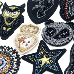 Fashion Eagle Cat Honeybee Butterfly Panda Stars Bead Icon Embroidered Applique For Clothing DIY Sew on Patches on the sticker