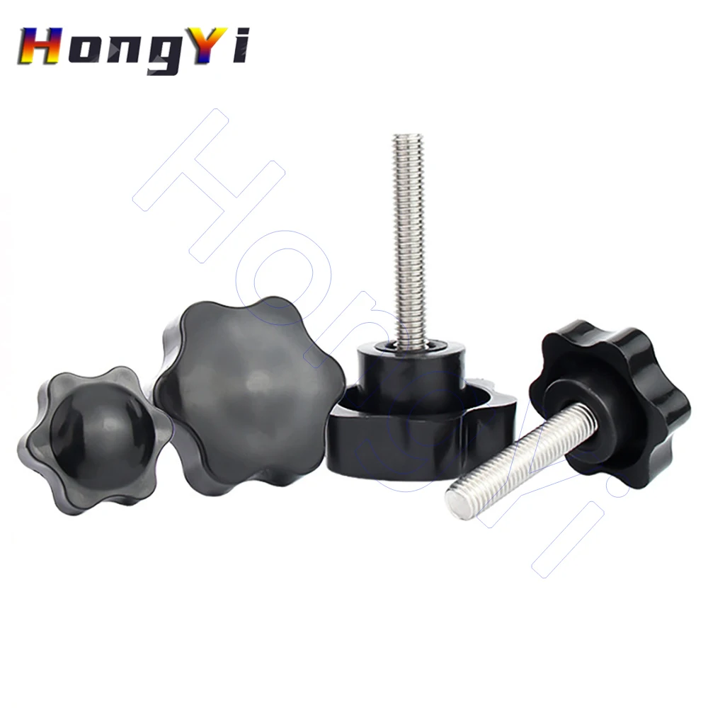 M4 M5 M6 M8 Hand Knob Screws 304 Stainless Steel Thread Clamping D25 D31 Bakelite Star Shape Head Bolt Tightening Thumb Screw