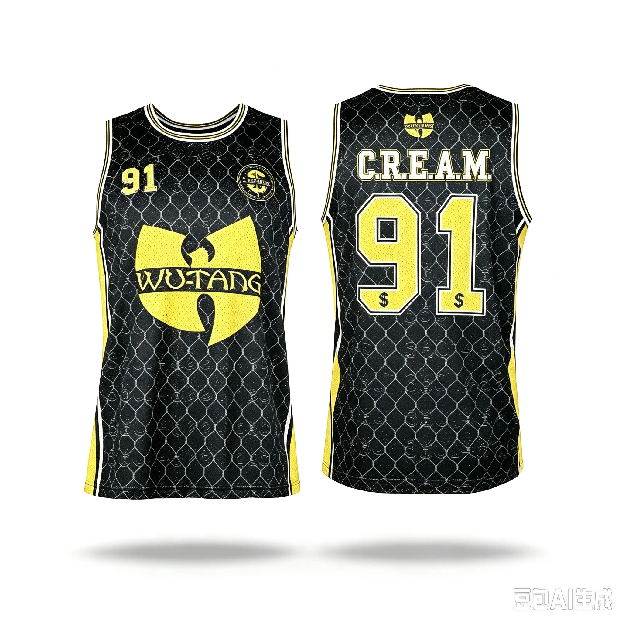 Wu-Tang Clan Basketball Jersey # 91 Print Sleeveless Crewneck Family Matching Mesh Loose Fit 90s Hip Hop Streetwear Tank Top